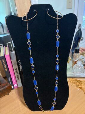 KATE SPADE LONG NECKLACE WITH BLUE STONES - GOLDTONE